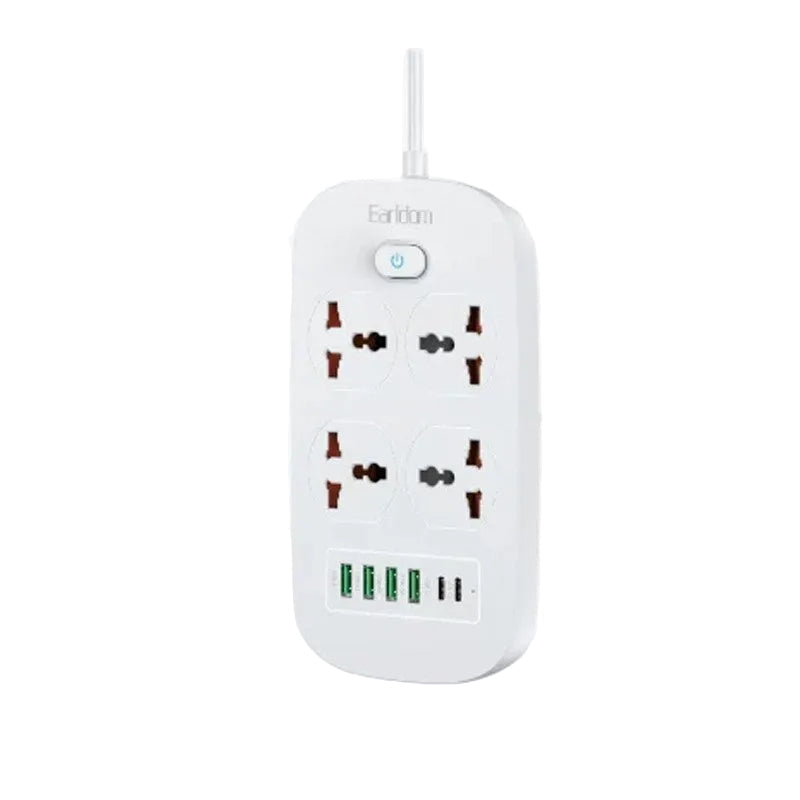Earldom 2500W Extension, 4 Power Plug, 4 USB and 2 PD Power Extension, 2 M Cable
