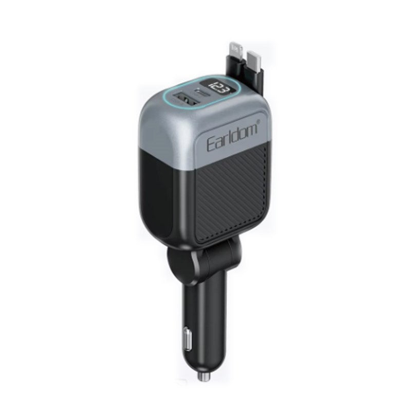 Earldom 2 in 1 65W Car Charger with Retractable Cable