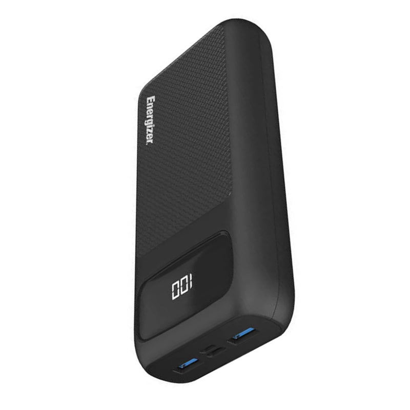 Energizer Ultimate 20000 mAh Power Bank, 22.5W, Triple Output, with Power Delivery 20W USB-C Output and Fast Charge, Dual Input, LCD Indicator, Black