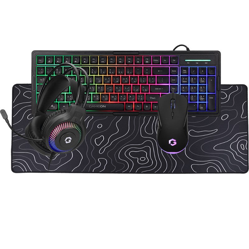 GAMEON GO-CYPHERW-XL-W All-In-One Gaming Bundle (Keyboard, Headset, Mouse & Mousepad)