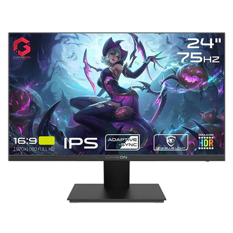 شاشة ألعاب جيم أون GOB24FHD75IPS مقاس 24 بوصة بدقة FHD و75 هرتز و4 مللي ثانية وشاشة IPS مسطحة للألعاب