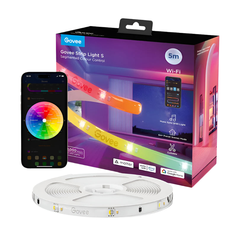 Govee RGBIC Wi-Fi + Bluetooth LED Strip Lights With Protective Coating