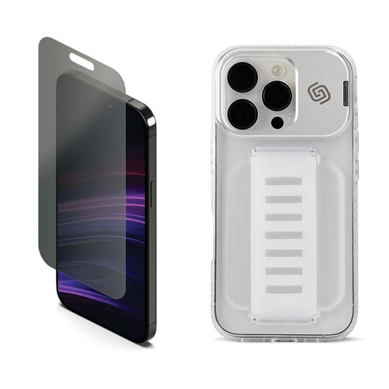 Grip2u Boost Kickstand Case for iPhone 16 Pro, Clear with Cygnett PrivateShield Screen Protector for iPhone 16 Pro