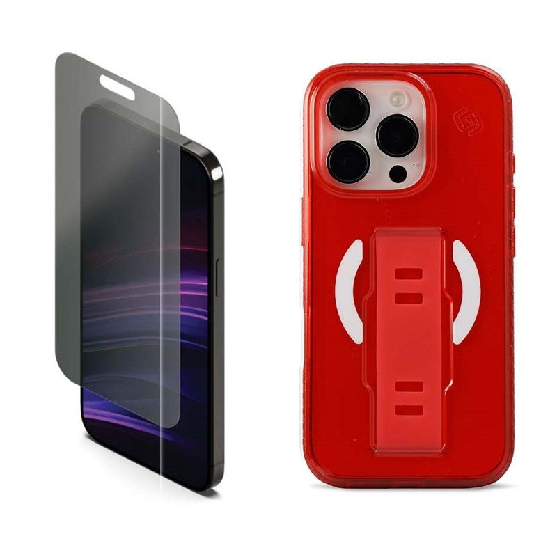 Grip2u Slim MagSafe Case for iPhone 16 Pro Max, Scarlet with Cygnett PrivateShield Screen Protector for iPhone 16 Pro Max