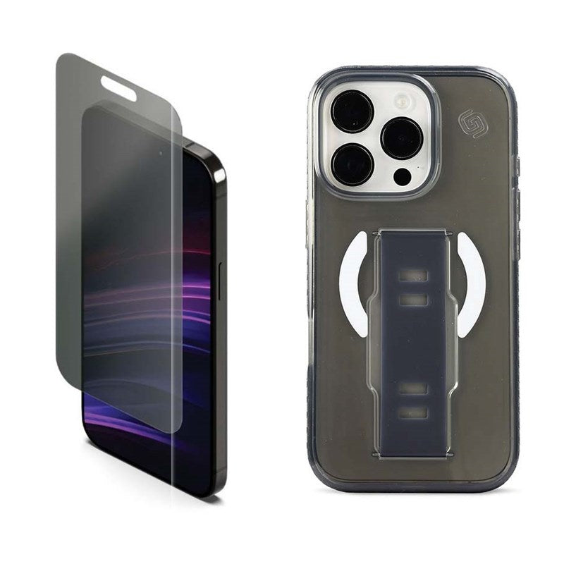 Grip2u Slim MagSafe Case for iPhone 16 Pro Max, Smoky with Cygnett PrivateShield Screen Protector for iPhone 16 Pro Max