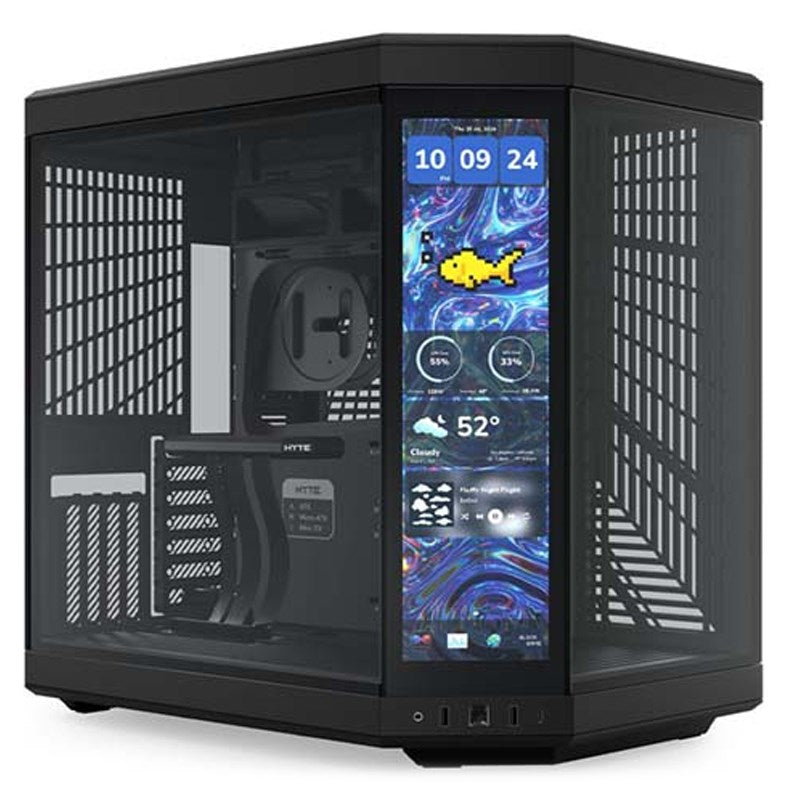 HYTE Y70 Touch Infinite E-ATX Mid Tower Gaming Case with 14.5" Touch Display - Pitch Black