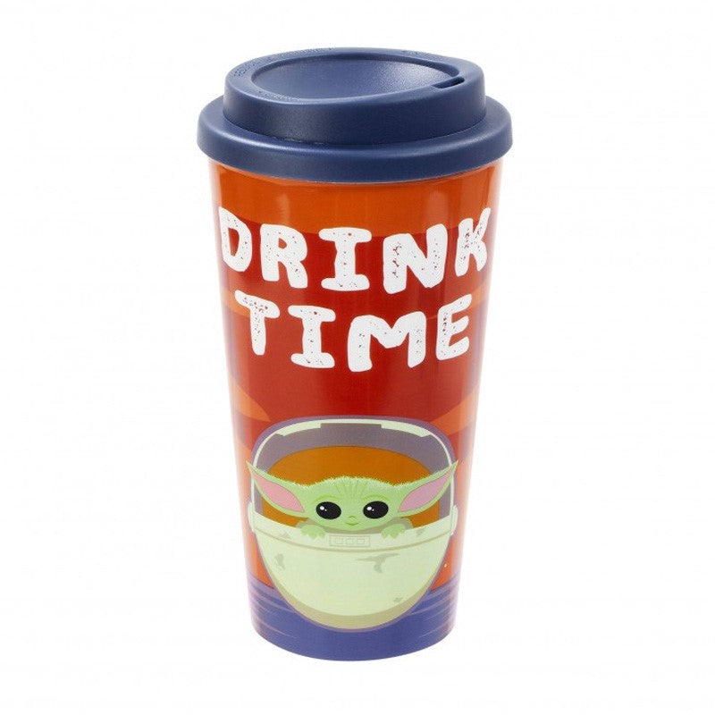 Half Moon Star Wars Mandalorian: The Child: Plastic Lidded Mug: Drink Time