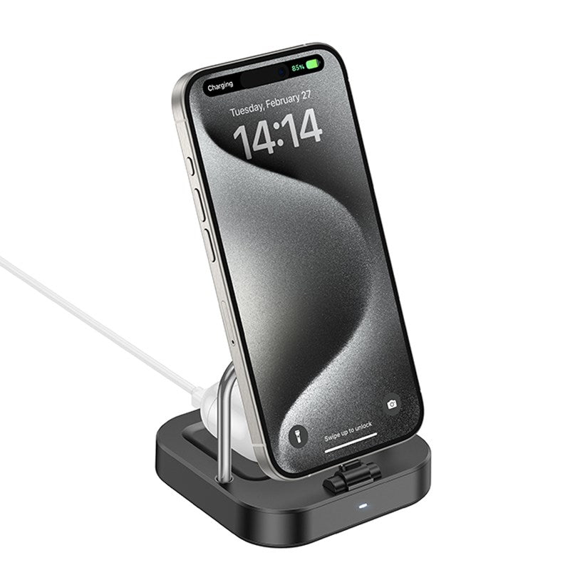 Hoco CQ16B 2 in 1 Wireless Charging Desk Stand - Black