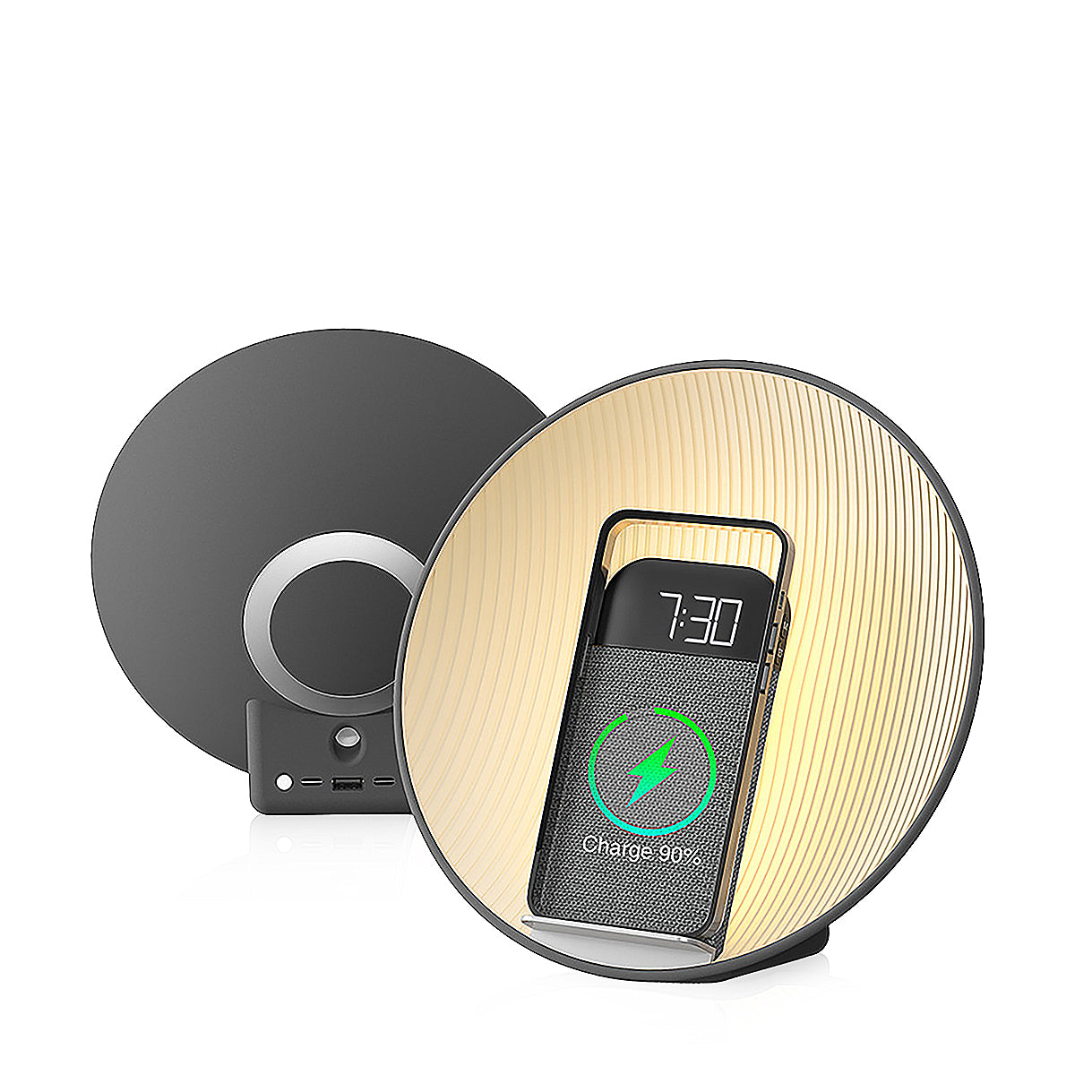 XO 6 in 1 Wireless Charger with Built-in LED Display Screen and Bluetooth Speaker - Grey