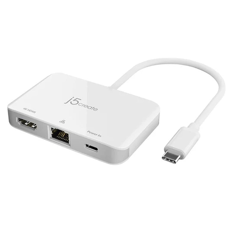 j5create محول USB-C إلى 4K HDMI إيثرنت، أبيض