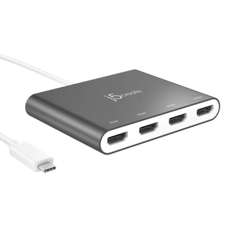 j5create JCA366 USB-C إلى 4 منافذ HDMI محول شاشات متعددة - فضي