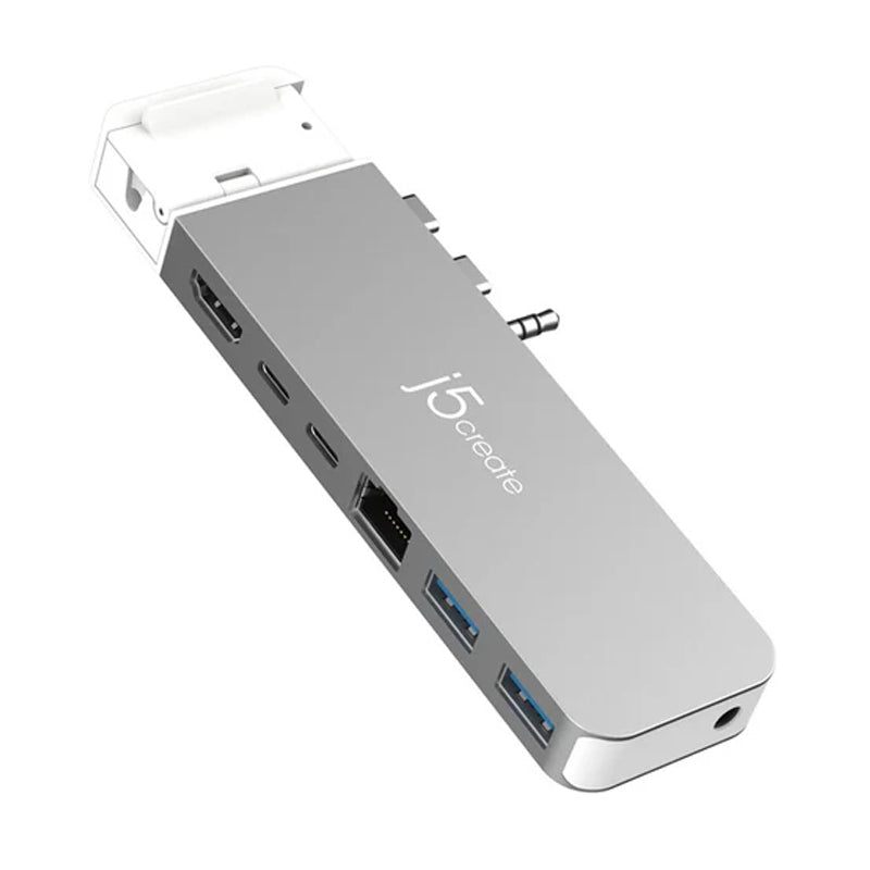 j5create JCD395 4K60 Elite Pro USB4 Hub مع مجموعة MagSafe، رمادي فلكي/أبيض