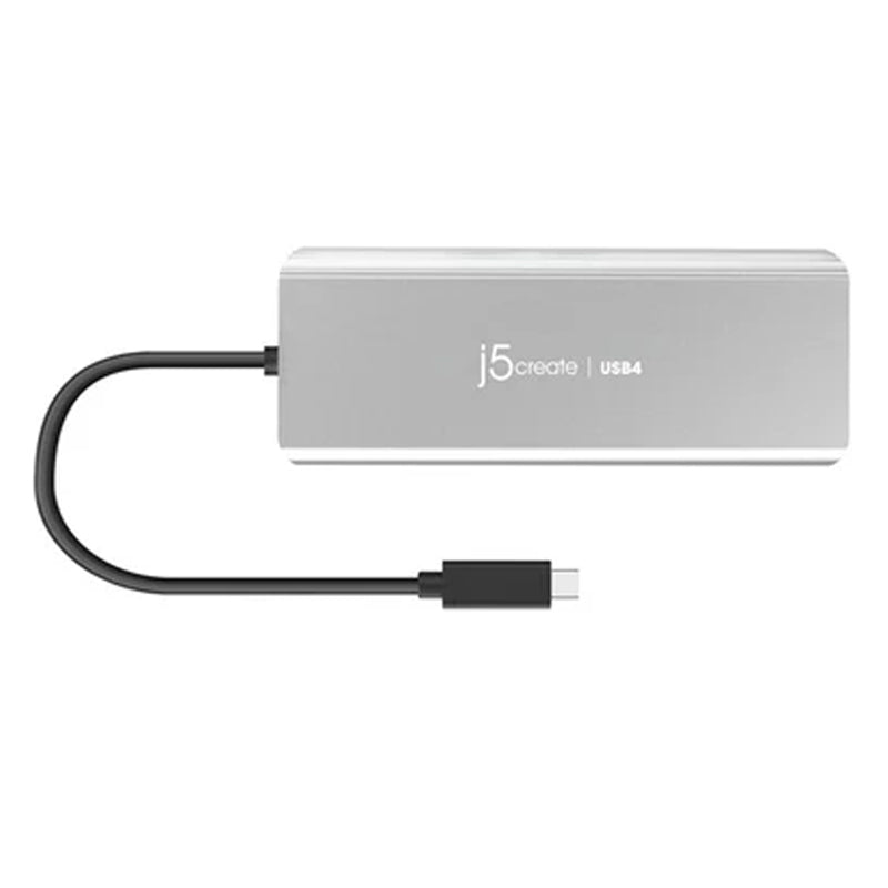j5create USB4 ثنائي 4K متعدد المنافذ، فضي
