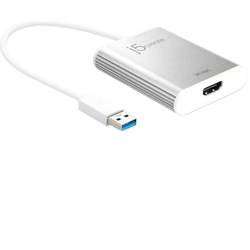 j5create JUA354 محول عرض USB 3.0 إلى 4K HDM، فضي