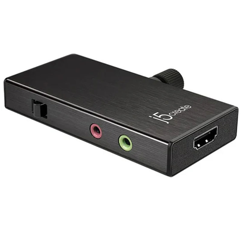 j5create JVA02 محول الالتقاط المباشر HDMI إلى USB-C مع توصيل الطاقة - أسود