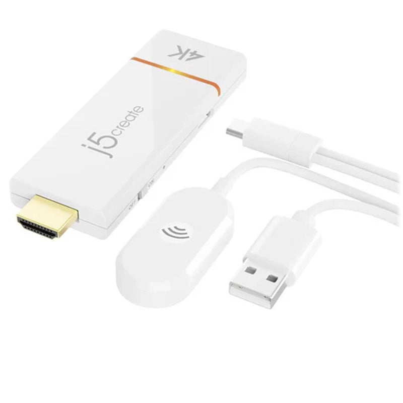 j5create JVAW76 محول العرض اللاسلكي سكرين كاست 4K HDMI - أبيض