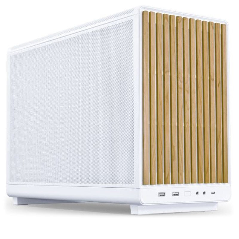 LIAN LI A3 DAN Micro ATX Gaming PC Case - White/Wooden Panel