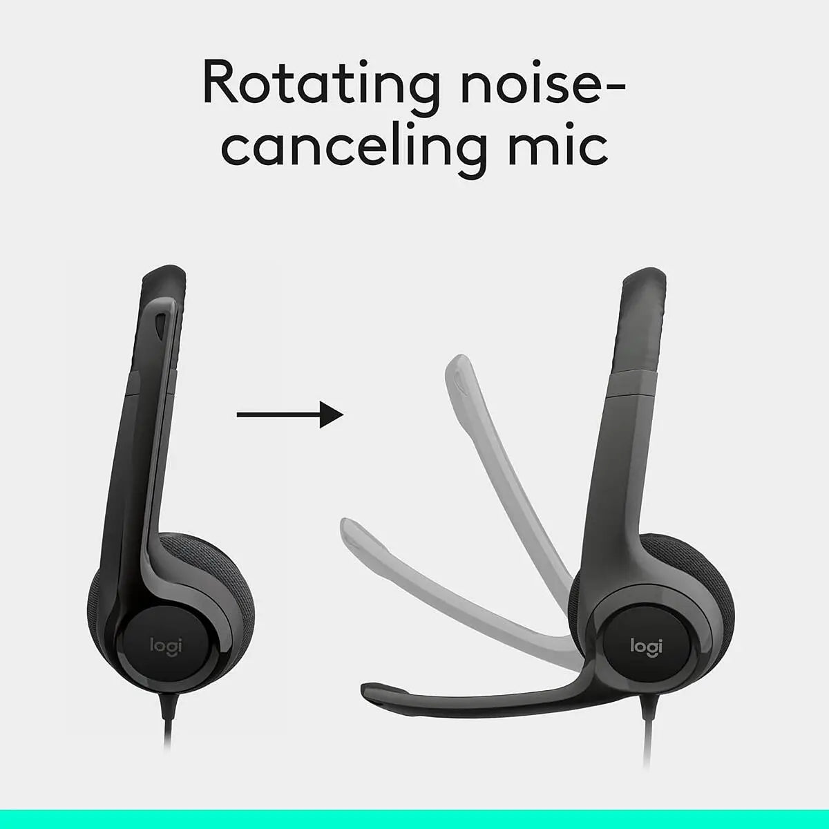 Logitech H390 Wired Headset for PC/Laptop, Stereo Headphones with Noise Cancelling Microphone, USB Type-A Interface, In-Line Controls, Works with Chromebook - Black