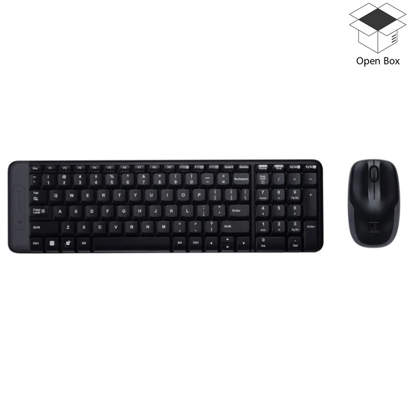 Logitech MK220 Wireless Slim Keyboard and Mouse Bundle (Arabic/English) - Black - Open Box