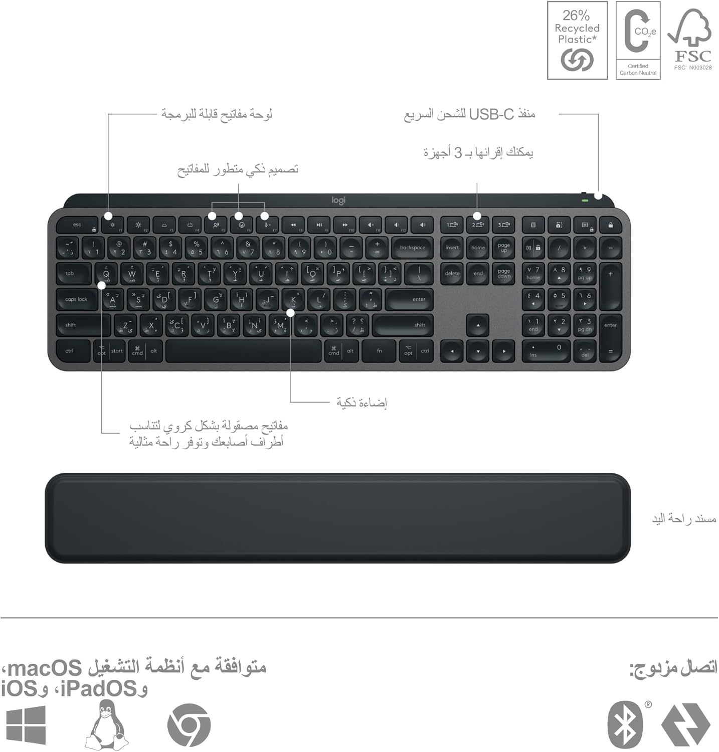 Logitech MX Keys S Combo - Graphite (English/Arabic)