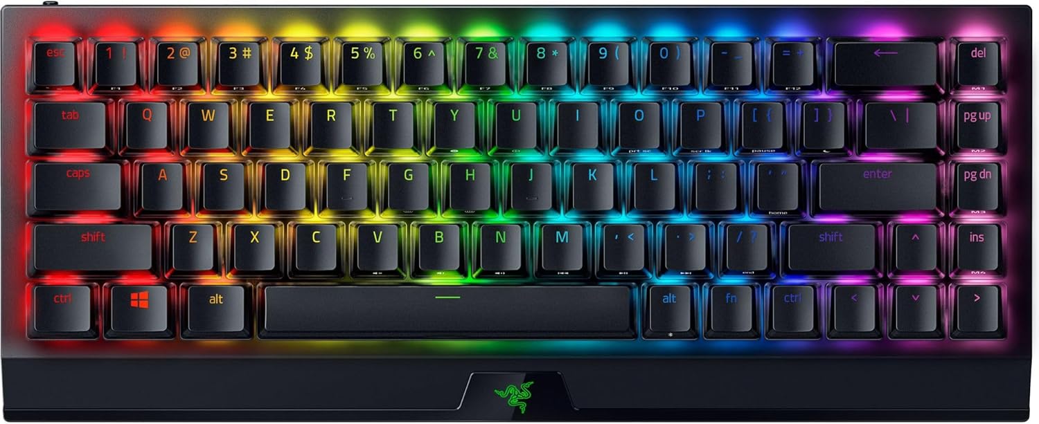 Razer BlackWidow V3 Mini HyperSpeed Wireless 65% Mechanical (Green Switches) RGB Gaming Keyboard, US Layput - Black