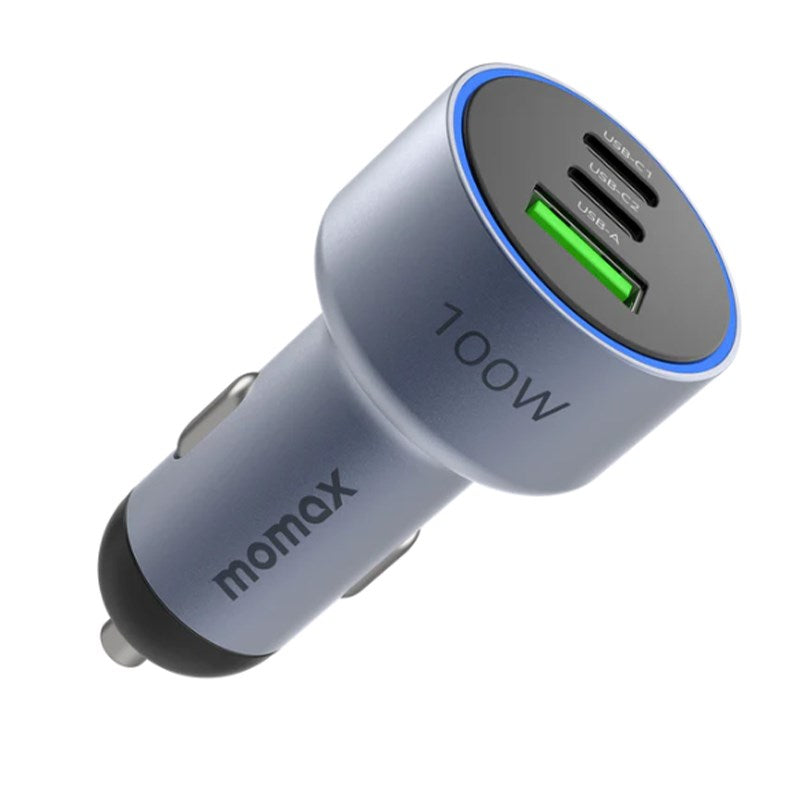 Momax MoVe 100 Watts Triple-Port Car Charger, Space Grey