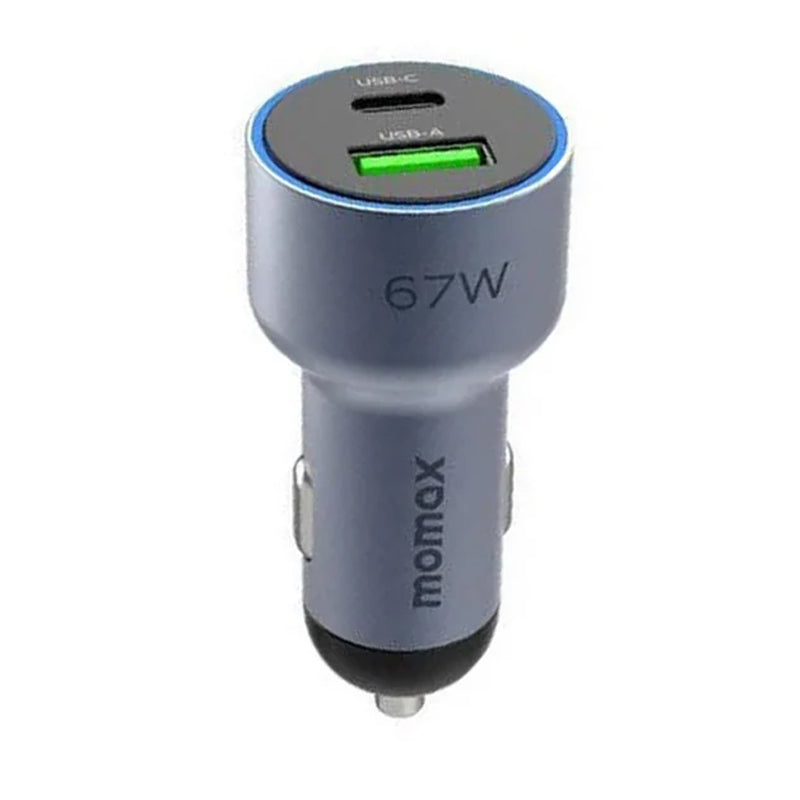 Momax MoVe 67 W Dual-Port Car Charger With USB-C To USB-C (1 M) - Space Grey