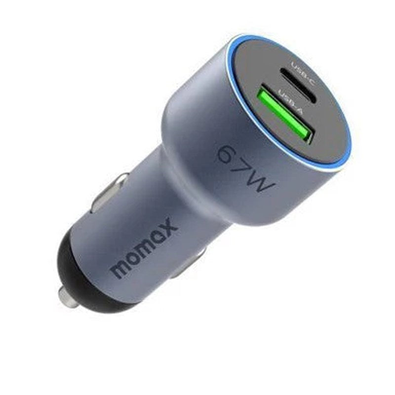 Momax MoVe 67 Watts Dual-Port Car Charger, Space Grey