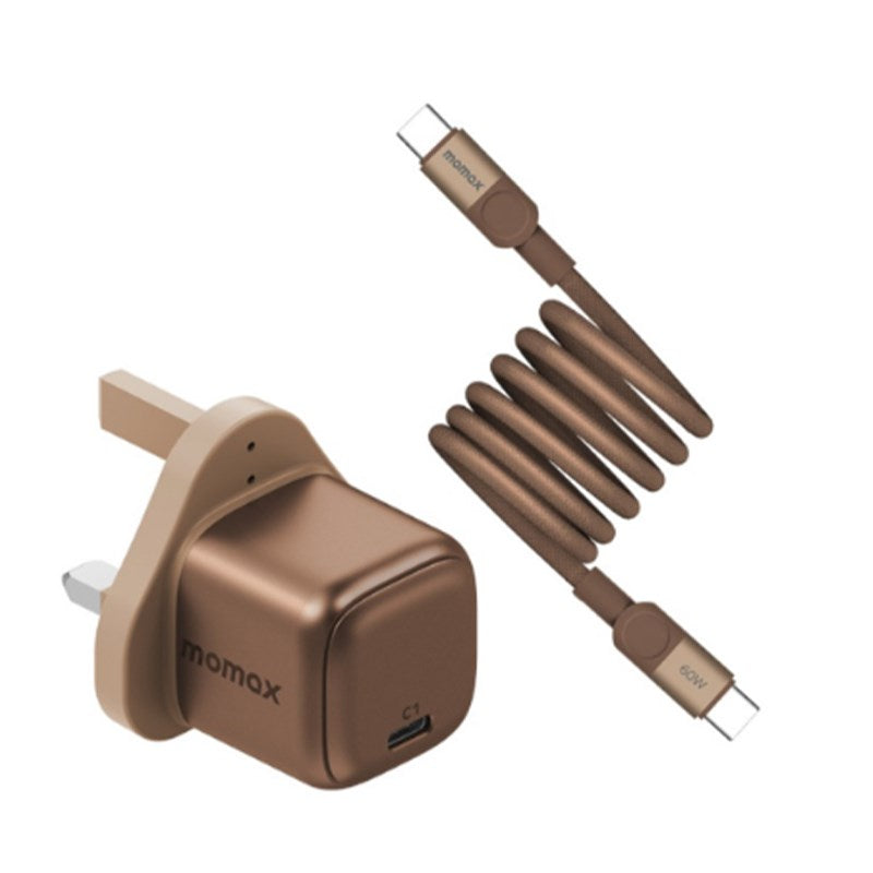 Momax Momax Bundle Set (30 Watts Charger 1-Port Type C + Mag Link Type C to Type C Cable 1 M, 60 Watts), Dessert