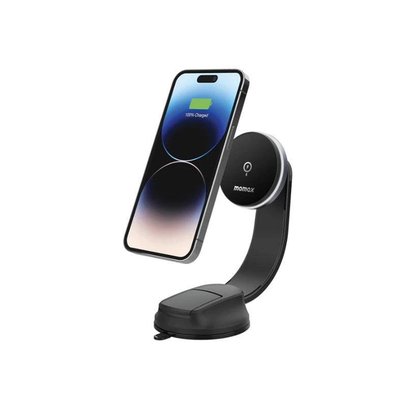 Momax Q.Mag Mount5 15 W magnetic wireless charging car mount, Black