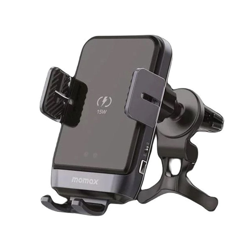 Momax Q.Mount Smart5 Infrared Induction Rotating Wireless Charging Car Holder Bundle, Black