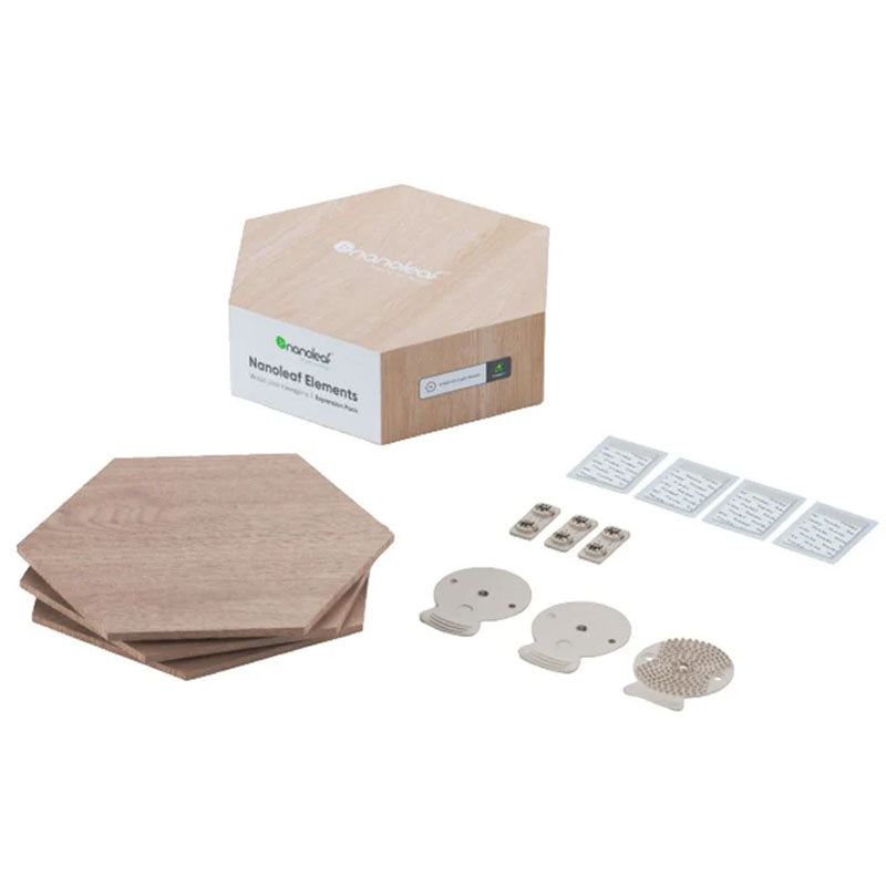 Nanoleaf Elements Wood - Hexagon Look Smarter Light Panels Expansion Pack - 3 Panels - Wood