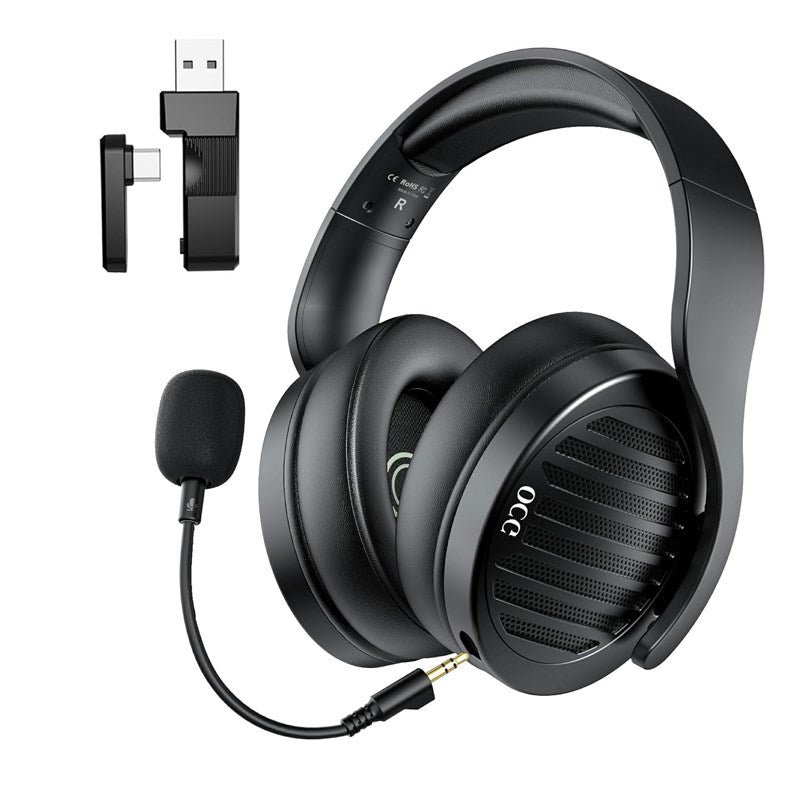 OCG Gaming Headset Dual Wireless Lossless 2.4G Bluetooth Gaming Headphones with Detachable Microphone 50mm Speakers - for PC, PS4, PS5, Smartphone, MacBook, Notebook, Tablet