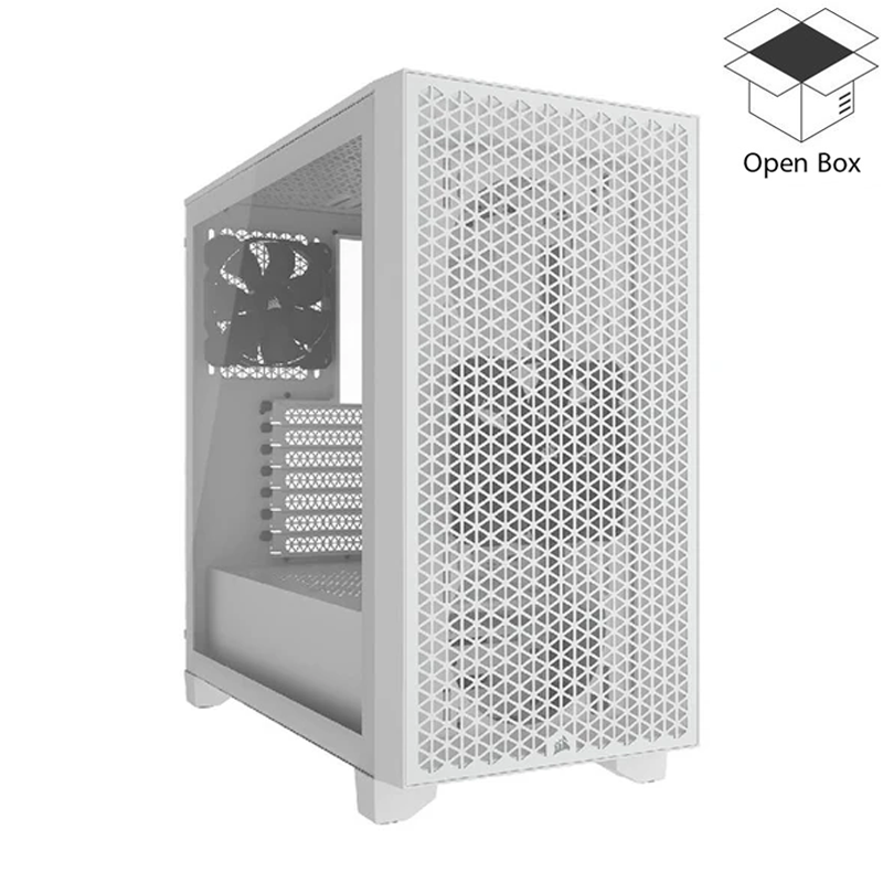 Corsair 3000D Airflow Mid Tower Case, White, RGB, Tempered Glass , CC-9011256-WW - Open Box