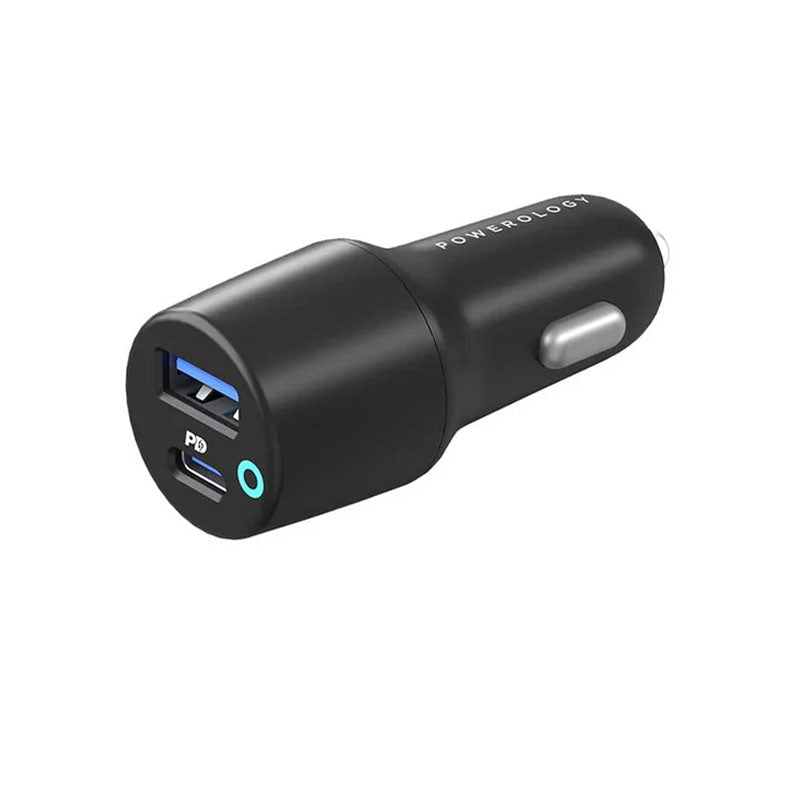 Powerology 53W Ultra-Quick Car Charger with Dual Output - Black, PCCSR005