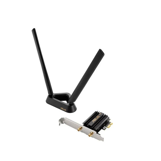 Asus PCE-AXE59BT WiFi 6E and Bluetooth 5.2 PCI-E Adapter with 2 External Antennas and Magnetized Base - Black
