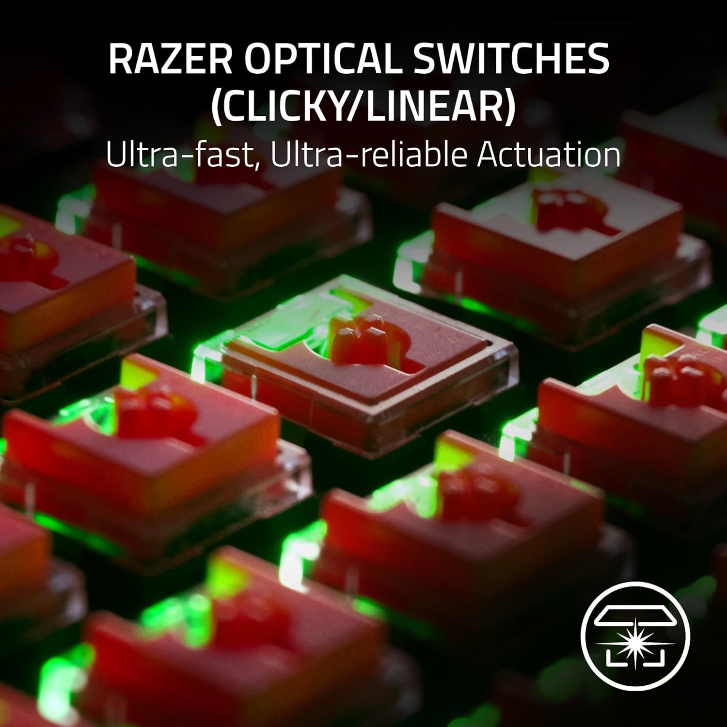 Razer DeathStalker V2 Pro TKL Wireless RGB Optical Gaming Keyboard, Clicky Red Switch (US Layout) - Black