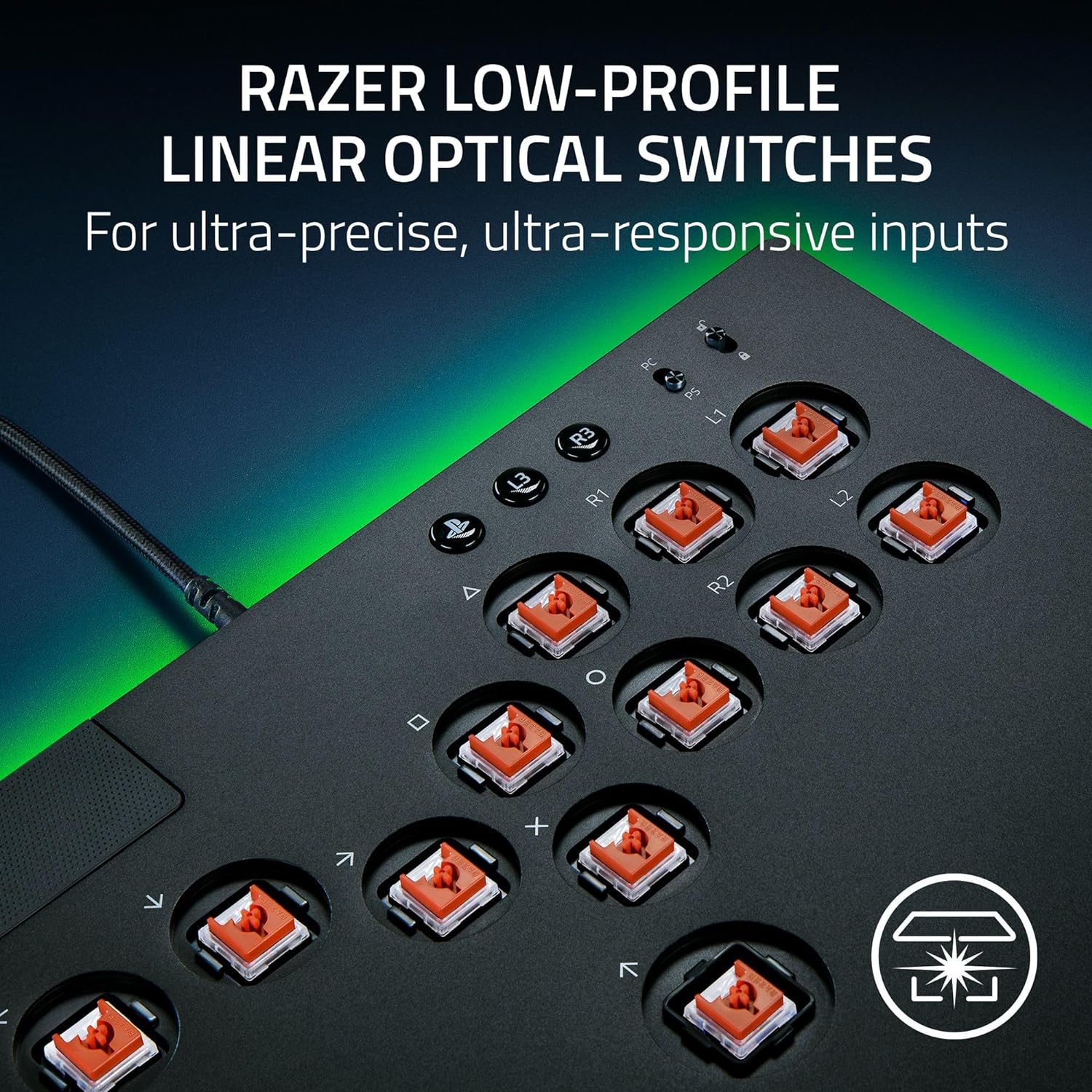 Razer Kitsune All-Button Optical Arcade Controller for PS5 and PC - Black
