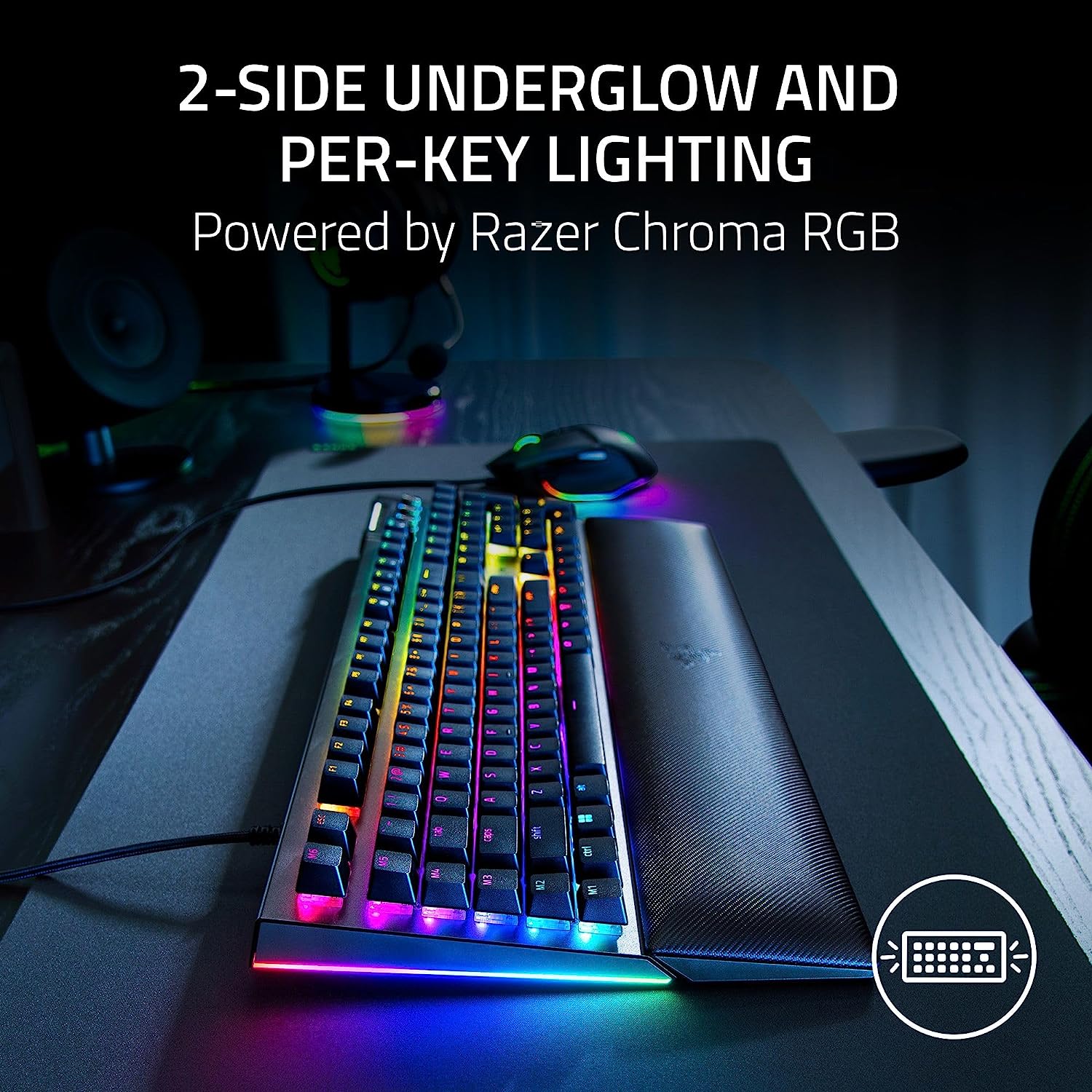 Razer BlackWidow V4 Wired Mechanical Gaming Keyboard with Razer Chroma RGB (Green Switch) - Black