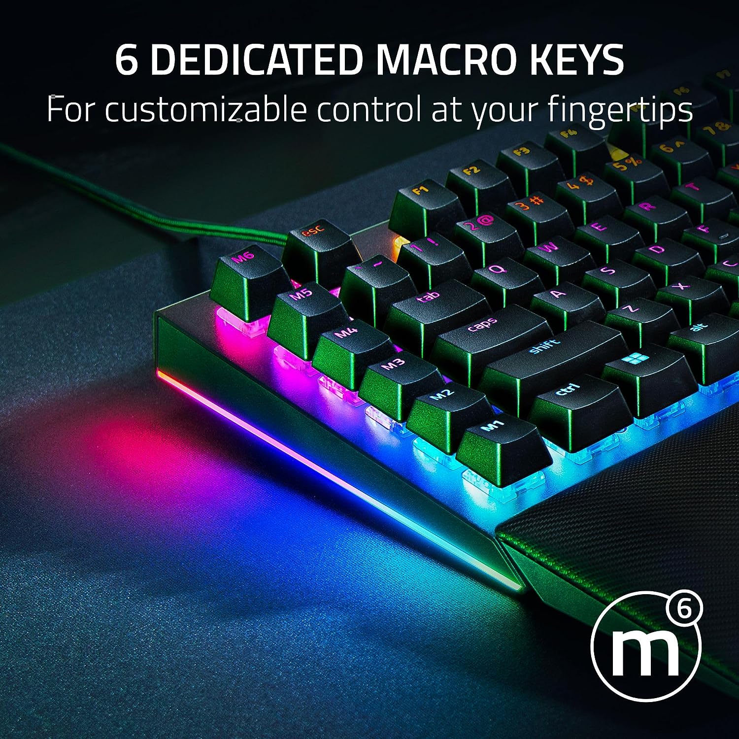 Razer BlackWidow V4 Wired Mechanical Gaming Keyboard with Razer Chroma RGB (Green Switch) - Black