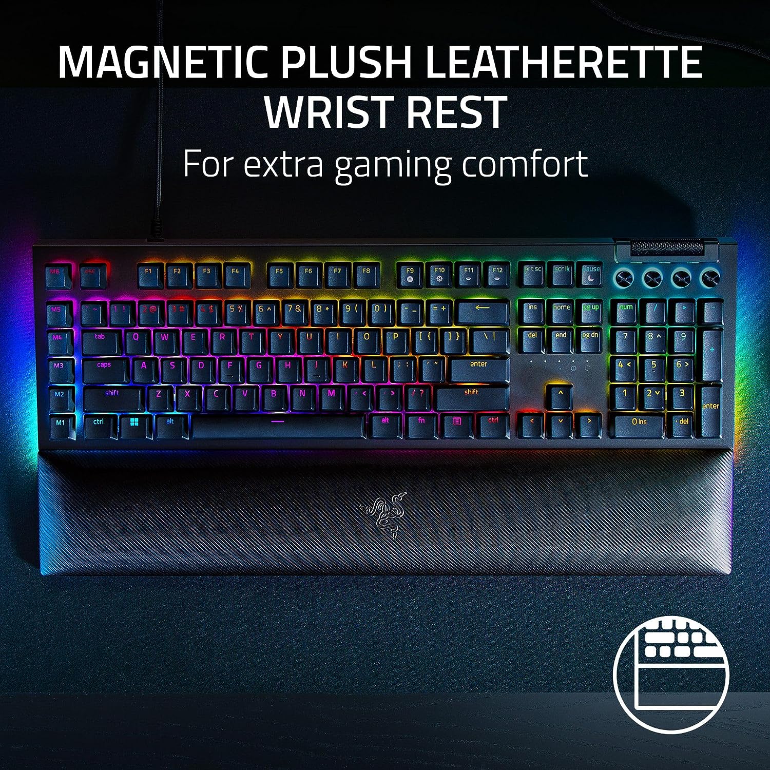 Razer BlackWidow V4 Wired Mechanical Gaming Keyboard with Razer Chroma RGB (Green Switch) - Black