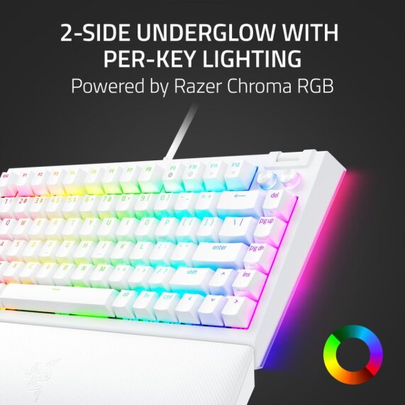 Razer BlackWidow V4 75% Hot-Swappable Wired Mechanical Gaming Keyboard (US Layout) - White