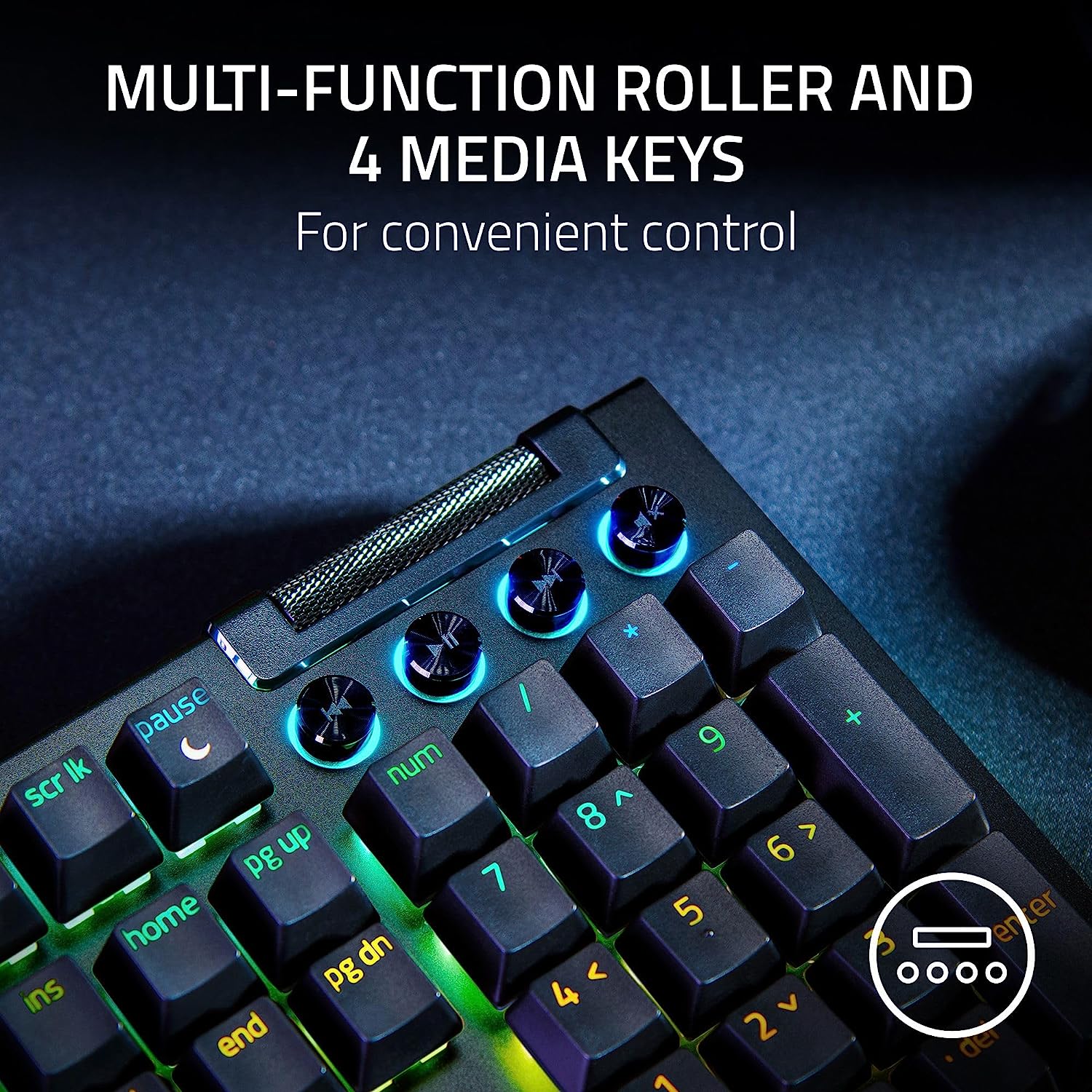 Razer BlackWidow V4 Wired Mechanical Gaming Keyboard with Razer Chroma RGB (Green Switch) - Black