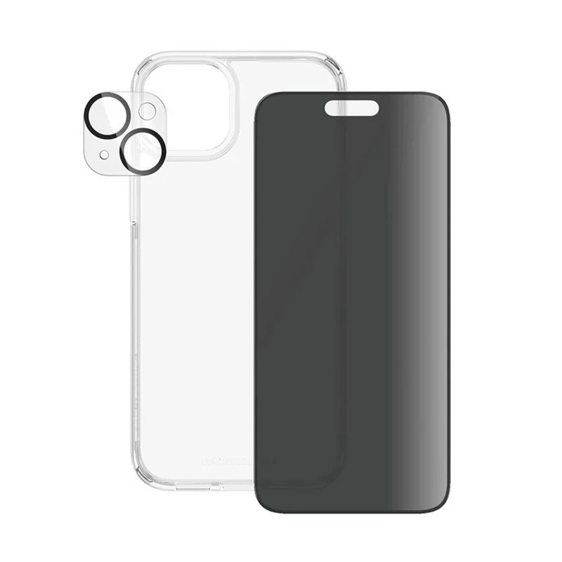 PanzerGlass Ultra Wide Fit with D3O Bundle Tempered Glass Screen Protector for iPhone 15 - Privacy
