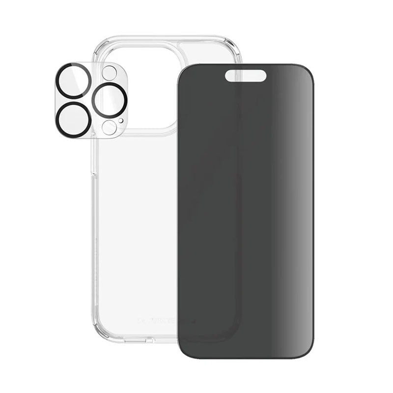 PanzerGlass Ultra Wide Fit with D3O Bundle Tempered Glass Screen Protector for iPhone 15 - Privacy