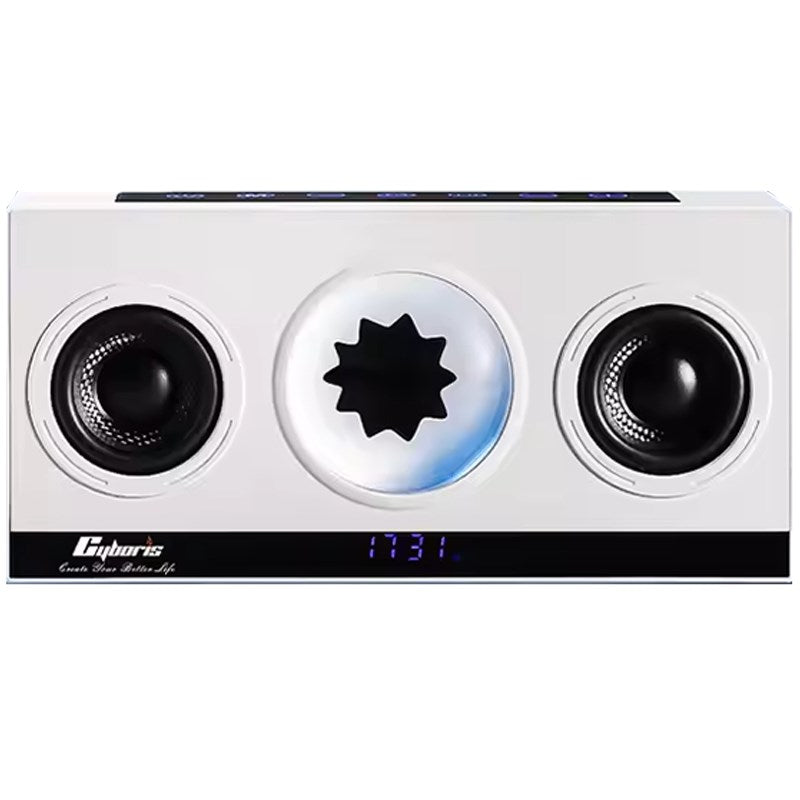 Portable Magnetic Ferrofluid Music Rhythm Bluetooth Speaker With Alarm Clock, TWS Pairing, TF Card And USB - White