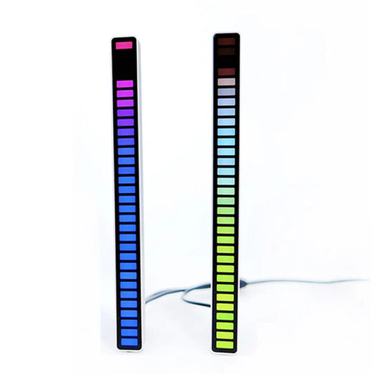 RGB Double LED Music, Voice Sync Rhythm Light Bar, Atmosphere Light for Car, Gaming Room Decoration - Silver
