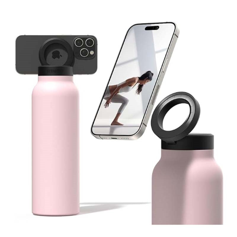 RINGO Water Bottle, 32 Oz/1 L, MagSafe Screw Lid MagSafe Booster Ring, Pink