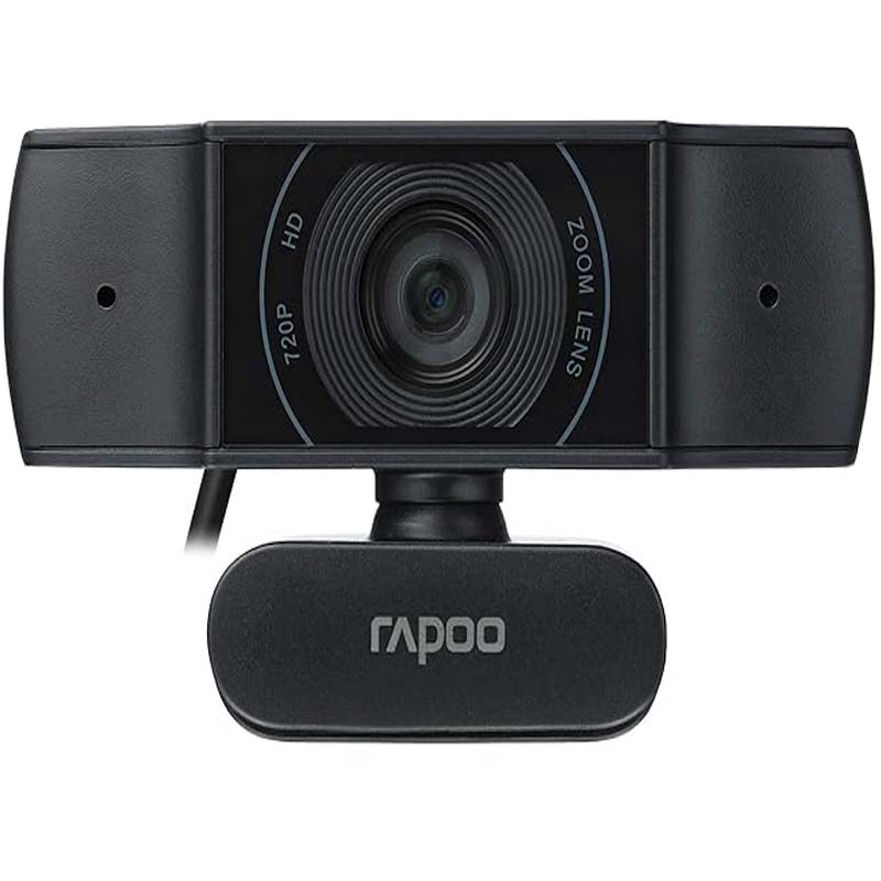 Rapoo C200 720p HD USB, 360° Horizontal, 100° Super Wide-Angle Webcam with Microphone for Live Broadcast Video Calling Conference - Black
