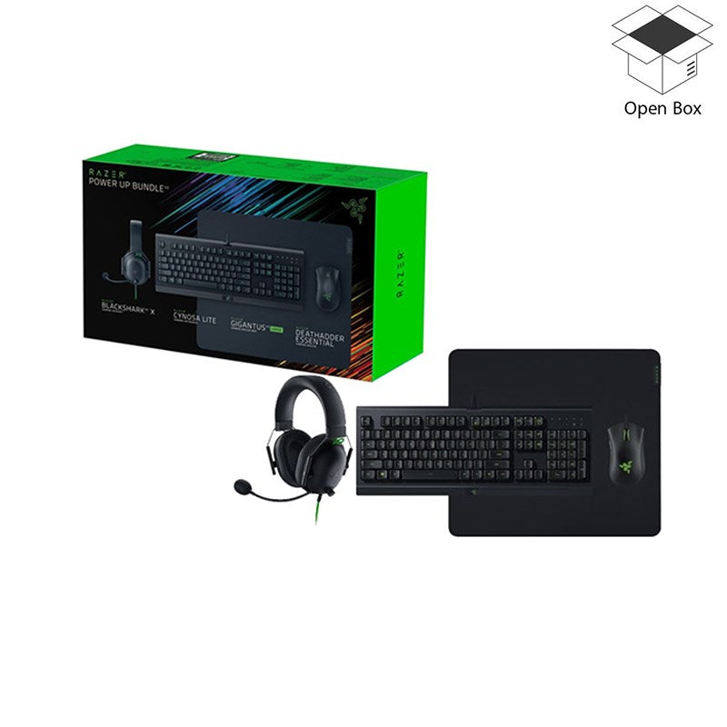 Razer Power Up Bundle V2, Black Shark V2 X Gaming Headset, Cynosa Lite Gaming Keyboard, Gigantus V2 Large Gaming Mouse Mat, Deathadder Essential Gaming Mouse - Black - Open Box